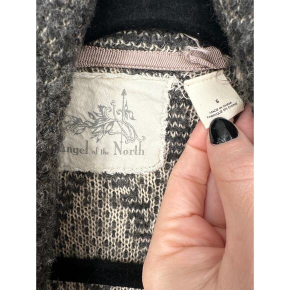 Angel North Anthropologie Cardigan Sweater Small Gray Wool Western Cozy Open - Picture 2 of 6